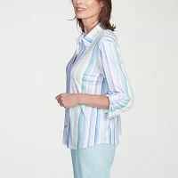 Alfred Dunner St Thomas Womens 3/4 Sleeve Button-Down Shirt