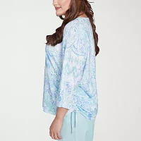 Alfred Dunner Womens Plus Crew Neck 3/4 Sleeve Stretch Fabric T-Shirt