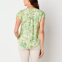 Liz Claiborne Tall Womens Short Sleeve Regular Fit Button-Down Shirt