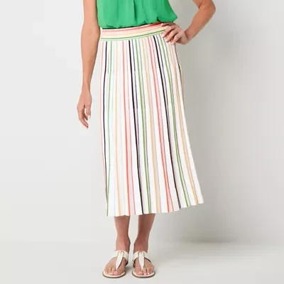 Liz Claiborne Womens Mid Rise Midi Pleated Skirt Tall
