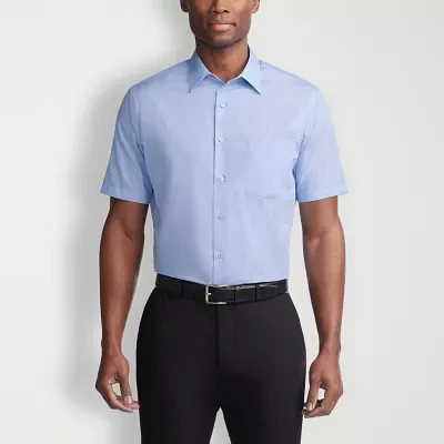 Van Heusen Poplin Mens Regular Fit Easy Care Short Sleeve Dress Shirt