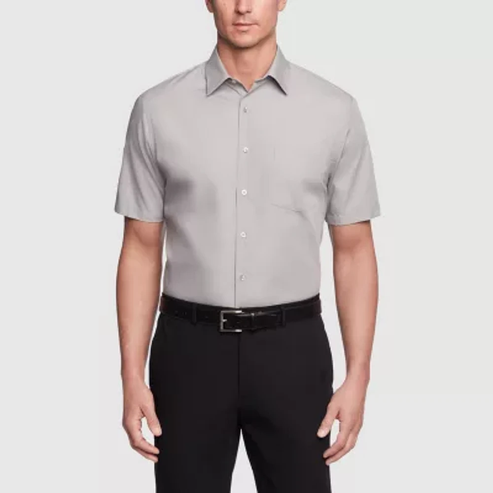 Van Heusen Poplin Mens Regular Fit Easy Care Short Sleeve Dress Shirt