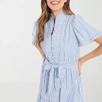 Clover And Sloane Womens Short Sleeve Striped Maxi Dress Petite