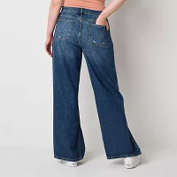 Arizona Juniors Airy Drape Ripped Womens Low Rise Baggy Fit Loose Jean