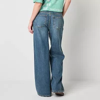 Arizona Juniors Airy Drape Ripped Womens Low Rise Baggy Fit Loose Jean