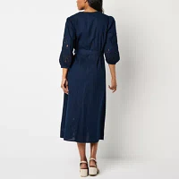 Liz Claiborne Womens 3/4 Sleeve A-Line Dress