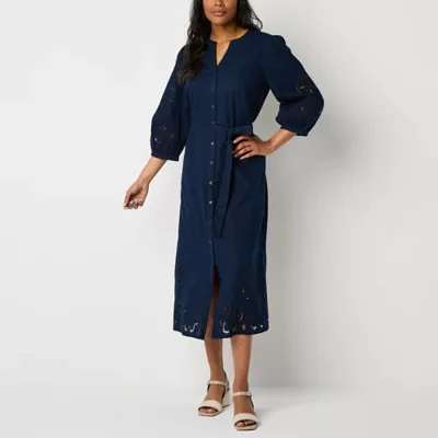 Liz Claiborne Womens 3/4 Sleeve A-Line Dress