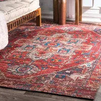 nuLoom Vintage Silver Medallion Printed Flatweave Area Rug