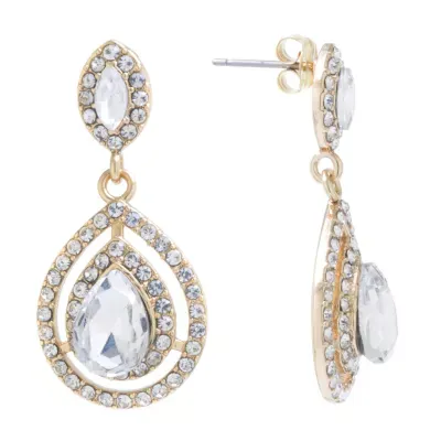 Sparkle Allure Crystal 24K Gold Over Brass Drop Earrings