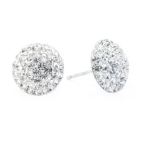 Silver Treasures Crystal Sterling Silver 12mm Stud Earrings