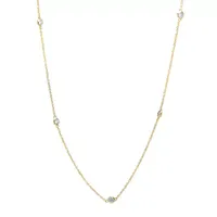 Silver Reflections Cubic Zirconia 24K Gold Over Brass 18 Inch Cable Round Chain Necklace