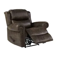 ProLounger Pressler Extra Large Rolled Arm Wall Hugger Recliner in Distressed Faux Leather with Nailhead Trim