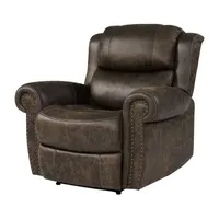 ProLounger Pressler Extra Large Rolled Arm Wall Hugger Recliner in Distressed Faux Leather with Nailhead Trim