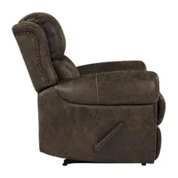 ProLounger Pressler Extra Large Rolled Arm Wall Hugger Recliner in Distressed Faux Leather with Nailhead Trim