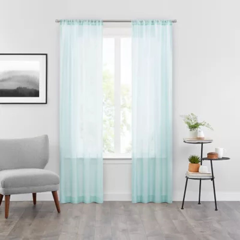 Vue Textured Voile Sheer Rod Pocket Set of 2 Curtain Panel