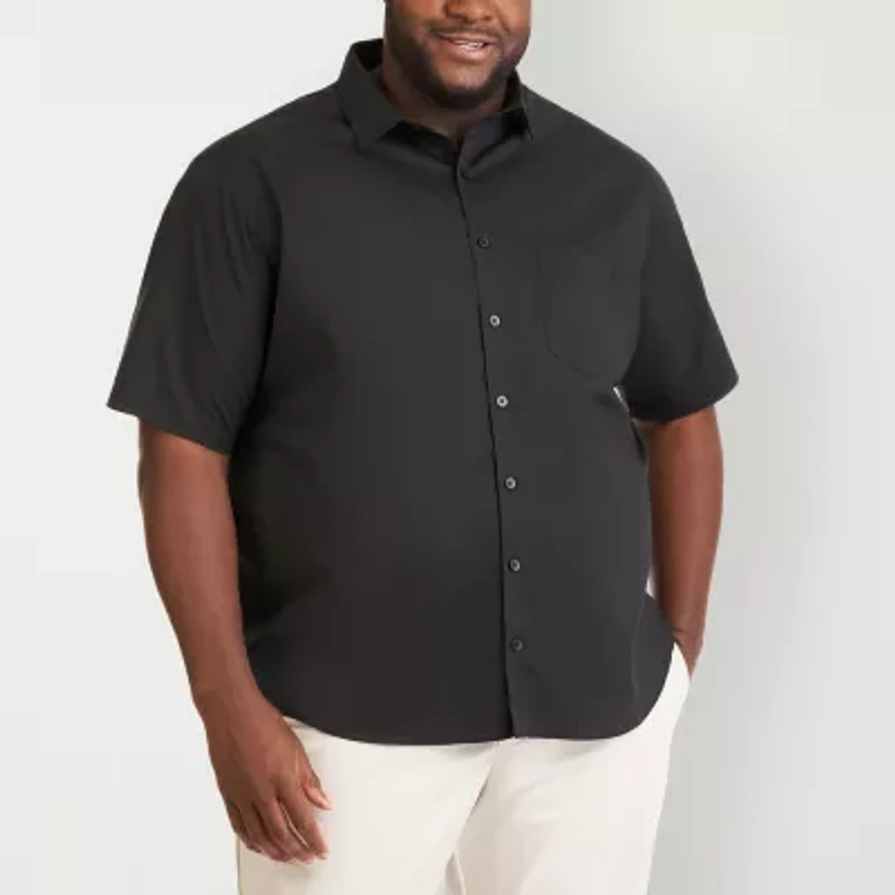 Van Heusen Stainshield Big and Tall Mens Regular Fit Short Sleeve Button-Down Shirt