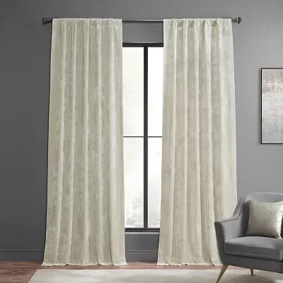 Exclusive Fabrics & Furnishing Lush Crush Velvet Light-Filtering Rod Pocket Back Tab Single Curtain Panel