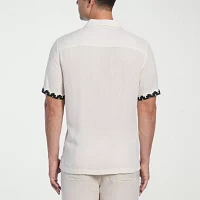 Cubavera Sunset Print Mens Regular Fit Short Sleeve Button-Down Shirt