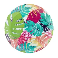 Turquoise Sun Leaf Print 4-pc. Melamine Dinner Plate