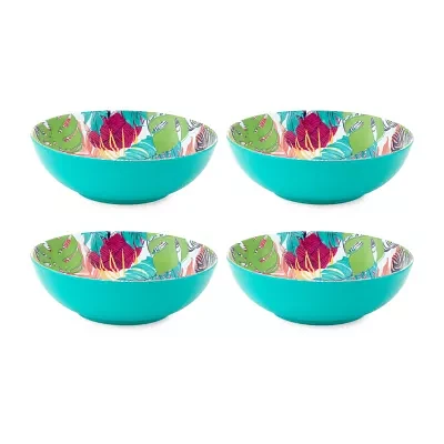 Turquoise Sun Leaf 4-pc. Melamine Pasta Bowl