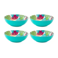 Turquoise Sun Leaf 4-pc. Melamine Pasta Bowl