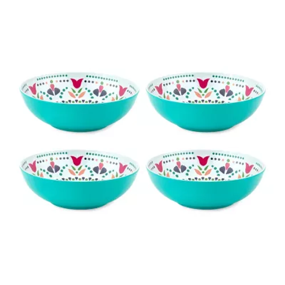 Turquoise Sun Medallion 4-pc. Melamine Pasta Bowl