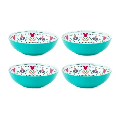 Turquoise Sun Medallion 4-pc. Melamine Pasta Bowl