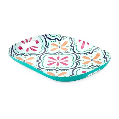 Turquoise Sun 19 Medallion With Handles Serving Platter