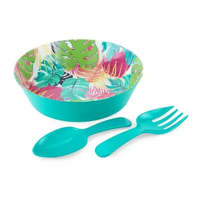 Turquoise Sun 14 Leaf With Utensils Plastic Blister Serving Bowl