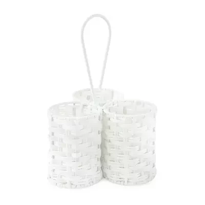 Turquoise Sun 3-Section White Utensil Holder