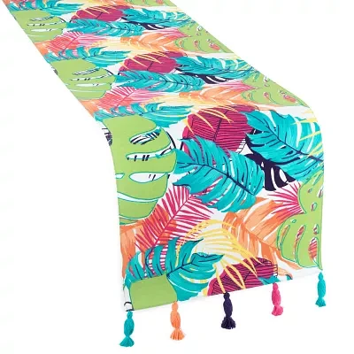 Turquoise Sun Leaf Print Table Runners