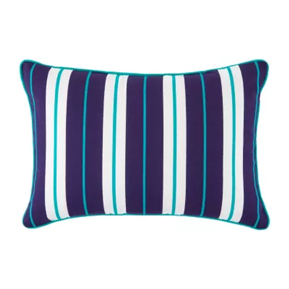 Turquoise Sun Ink Stripe Self Cording Rectangular Throw Pillows