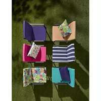 Turquoise Sun Printed Ink Stripe Patio Chair Cushions
