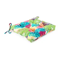 Turquoise Sun Leaf Print Patio Seat Cushions