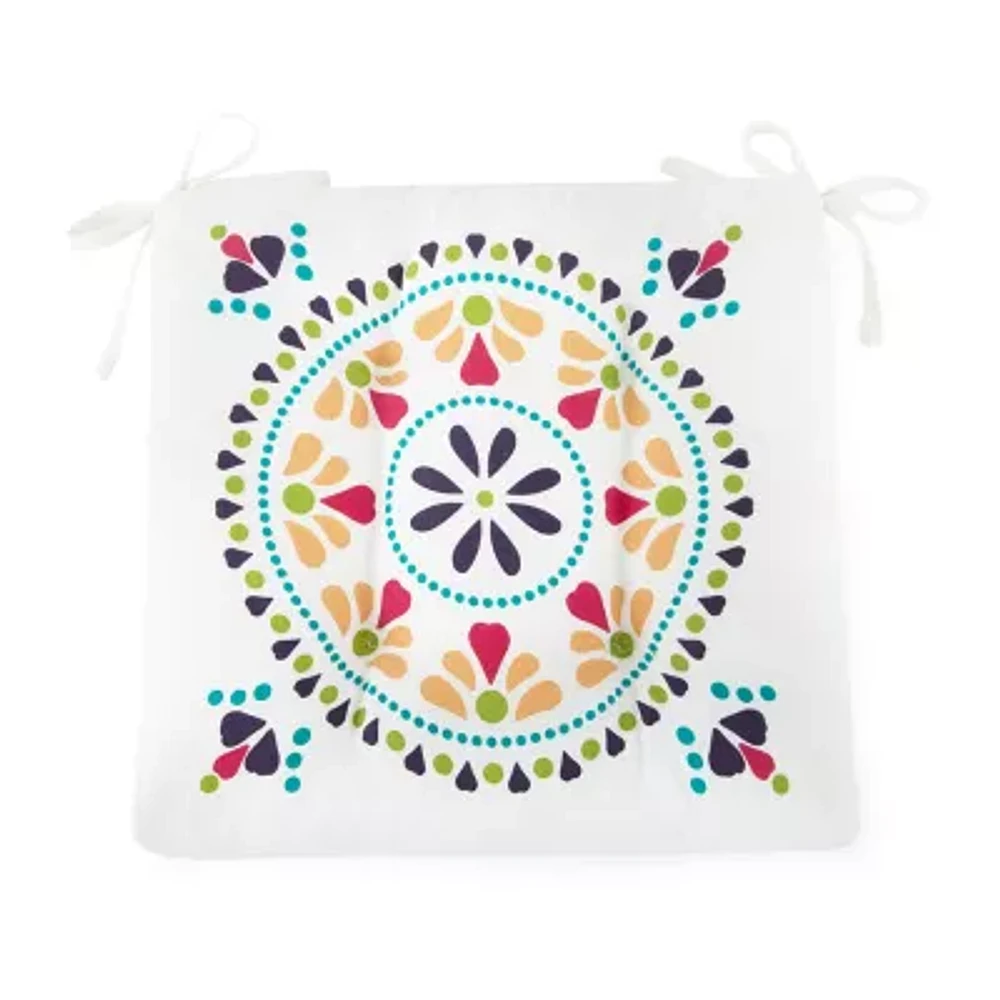 Turquoise Sun Print Medallion Patio Seat Cushions