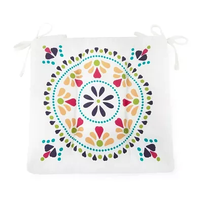 Turquoise Sun Print Medallion Patio Seat Cushions