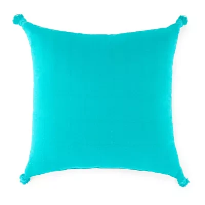 Turquoise Sun Textured With Tassels Patio Seat Cushions