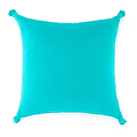 Turquoise Sun Textured With Tassels Patio Seat Cushions