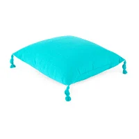 Turquoise Sun Textured With Tassels Patio Seat Cushions