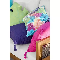 Turquoise Sun Textured With Tassels Pink Square Throw Pillows