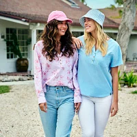 Free Country Womens Stretch Fabric Split Crew Neck Long Sleeve Button-Down Shirt