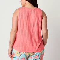 Sleep Chic Womens Rib Sleeveless V Neck Pajama Top