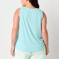 Sleep Chic Womens Rib Sleeveless V Neck Pajama Top