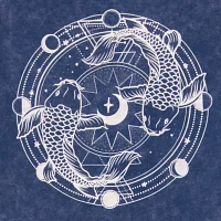 Juniors Celestial Koi Fish Semi Fit Tee Womens Crew Neck Short Sleeve Graphic T-Shirt