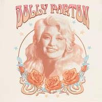 New World Juniors Dolly Parton Off The Shoulder Womens Crew Neck Short Sleeve Graphic T-Shirt