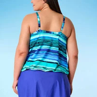 Sonnet Shores Striped Tankini Swimsuit Top-Plus