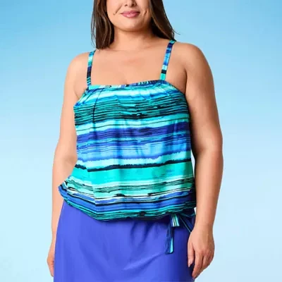 Sonnet Shores Striped Tankini Swimsuit Top-Plus