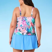 Sonnet Shores Lined Floral Tankini Swimsuit Top Plus