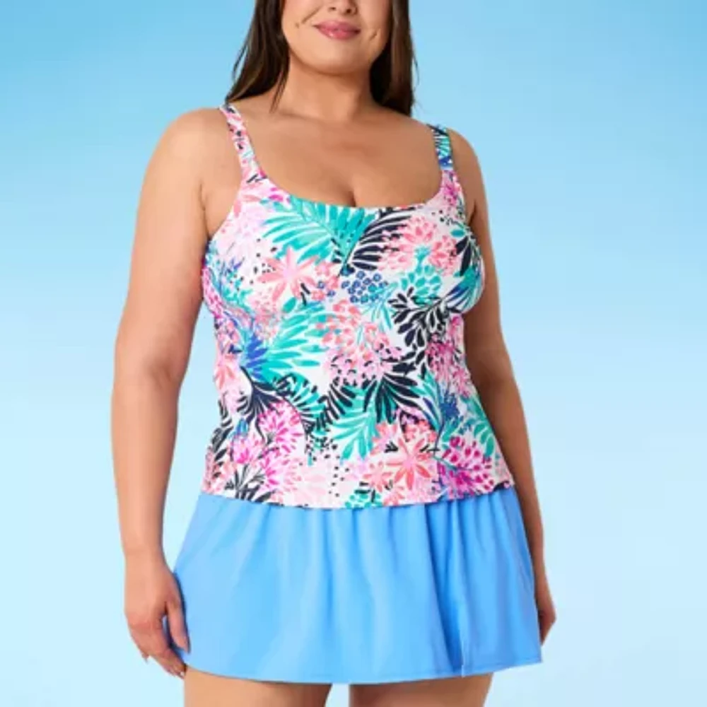 Sonnet Shores Lined Floral Tankini Swimsuit Top Plus