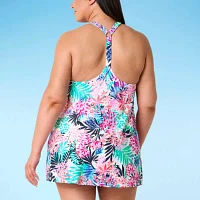 Sonnet Shores Womens Floral Swim Dress Plus